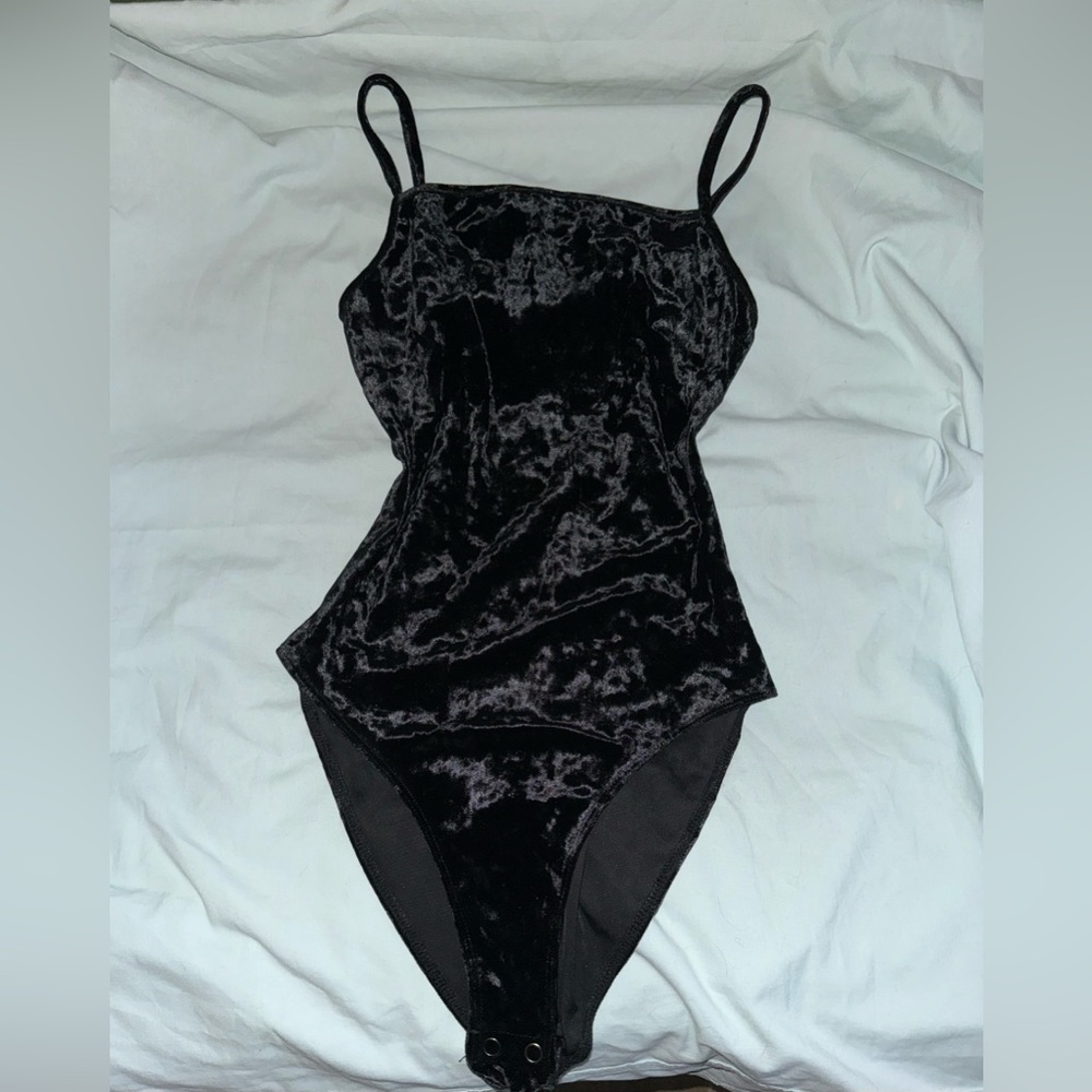 Black velvet body suit